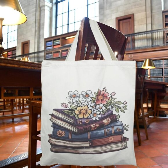 Brand New Tote Book Canvas 15x9x17 Blue Inner Pocket - Picture 5 of 9